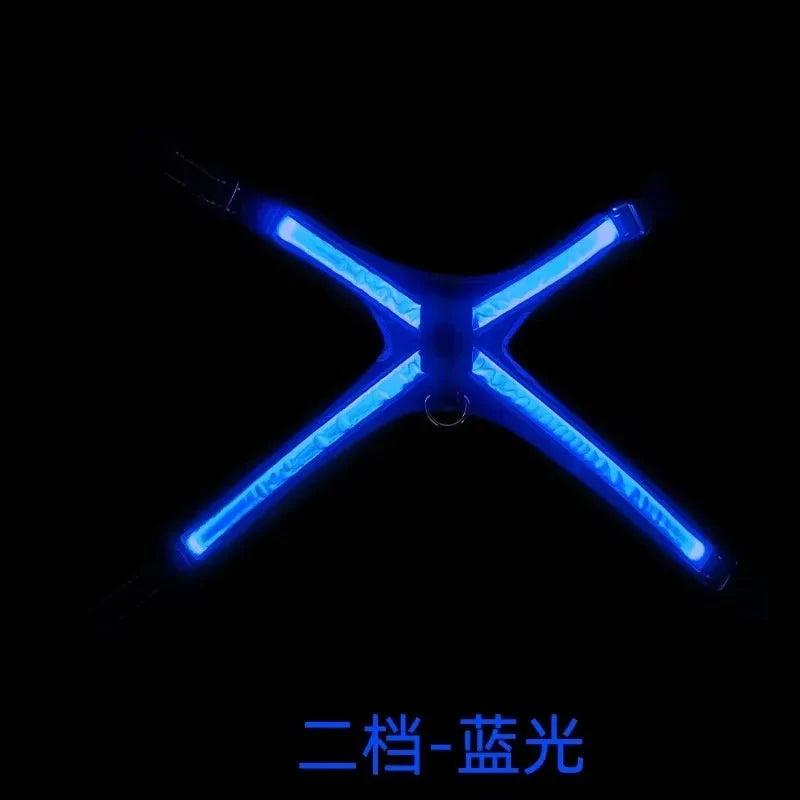 Color Changing Dog Collar Explosion Resistant Reflective Vest Adjustable Chest Harness LED Light Pet Leash